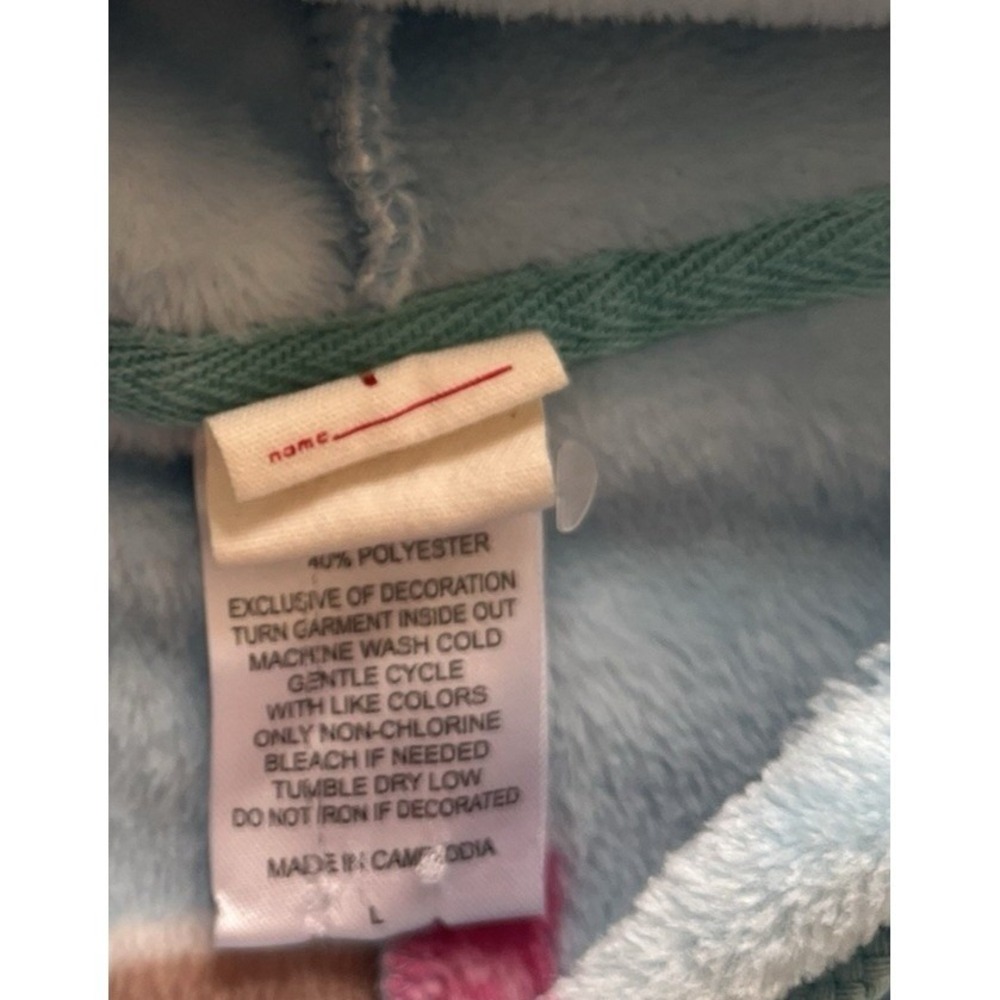 Munki Munki Women's Size L One Piece Pajama Light Blue Coffee Tassle Hood - Picture 4 of 10